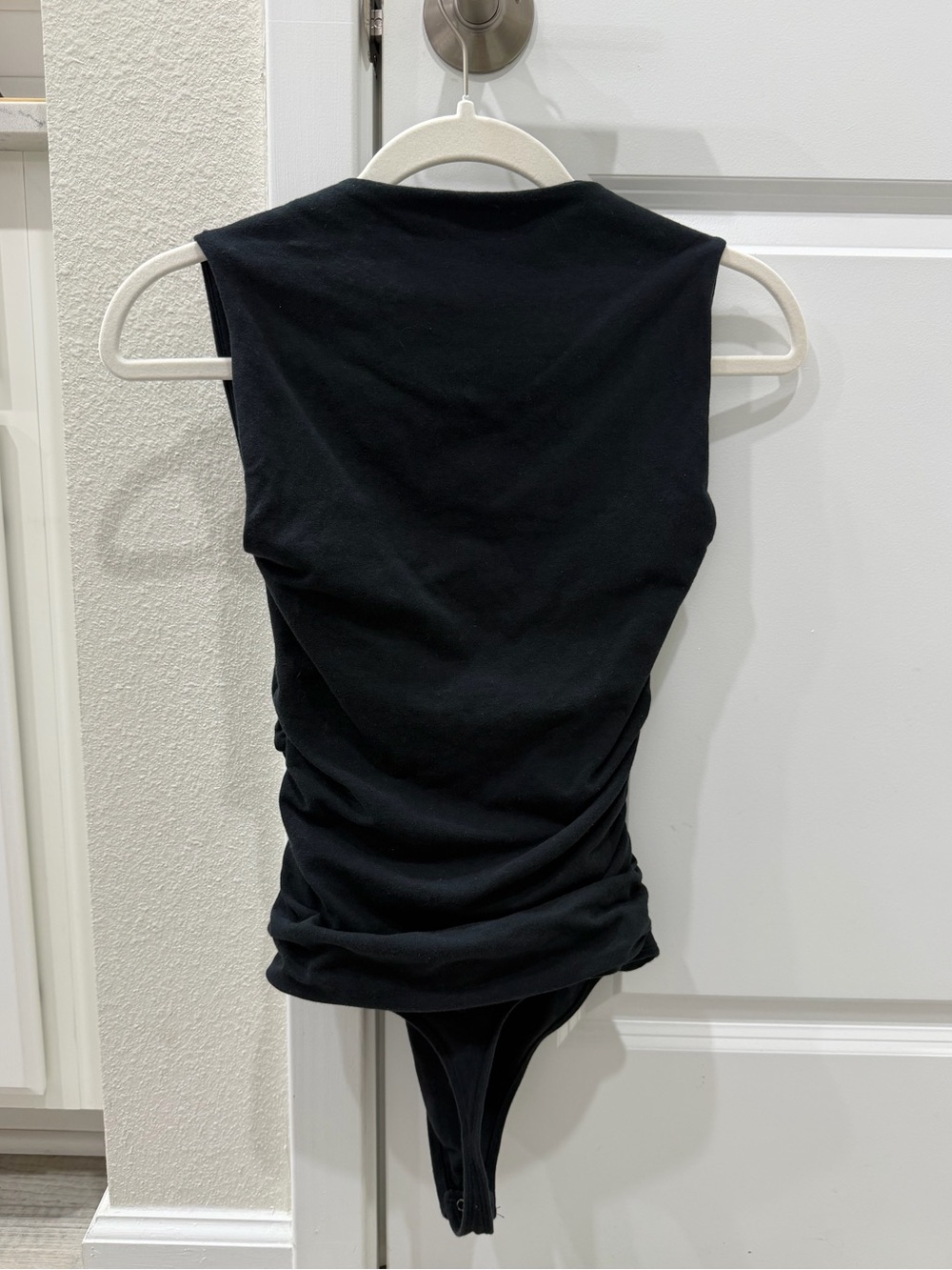 Abercrombie & Fitch Ava Ruched Square Neck Bodysuit Black Small Trendy Summer - Picture 5 of 8